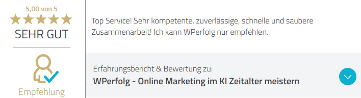 ProvenExpert Bewertung – 5,00 von 5, SEHR GUT