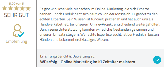 ProvenExpert Bewertung – 5,00 von 5, SEHR GUT