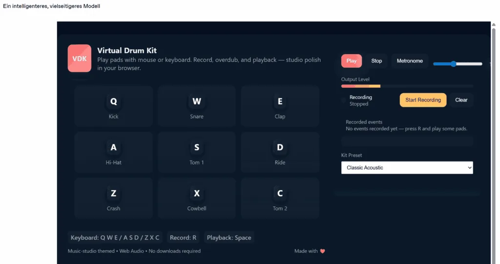 beispiel schlagzeuggenerator openai website