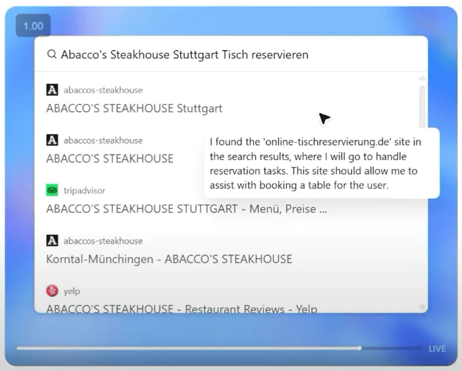 chatgpt agent mode beispiel recherche nach top steakhouse