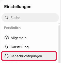 Einstellungen von ChatGPT mit dem Bereich Benachrichtigungen, rot markiert