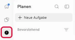 Uhr-Symbol zur Seite Planen mit den geplanten Aufgaben in ChatGPT, rot markiert