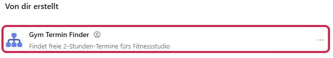 Bereich Von dir erstellt mit dem neuen Plugin Gym Termin Finder, rot markiert