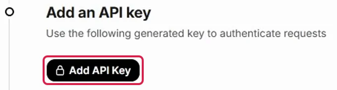 Erster Schritt bei Resend nach der Anmeldung, rot markiert der Knopf Add API Key