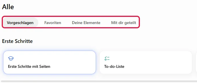 Übersicht Alle mit den rot markierten Reitern und den Vorlagen unter Erste Schritte