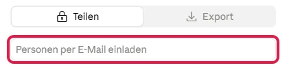 Teilen-Fenster mit rot markiertem Feld Personen per E-Mail einladen