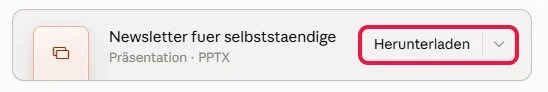 PowerPoint-Datei unter Claudes Antwort mit rot markiertem Knopf Herunterladen