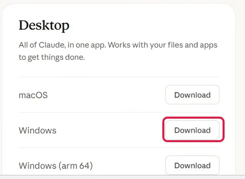 Download von Claude Desktop für Windows