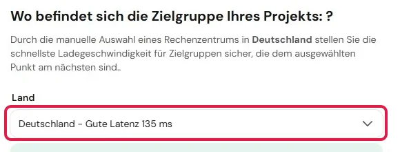 Serverstandort bei Hostinger mit ausgewähltem Eintrag Deutschland