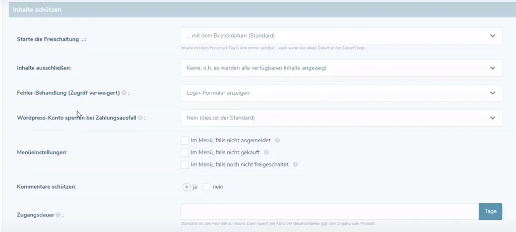 Inhalte schützen