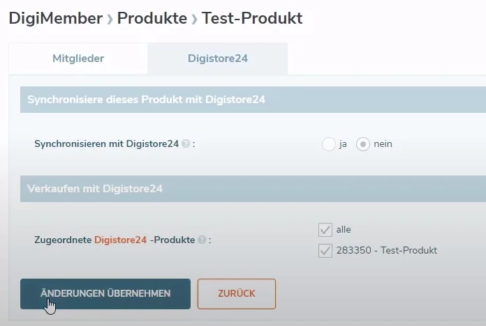 test produkt verknüpfen