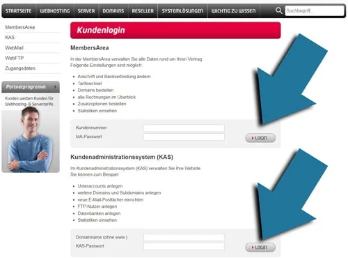 Kundenlogin members area und kundenadministrationssystem (kas)