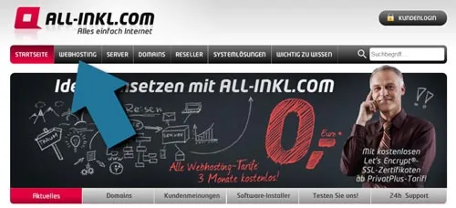 webhosting bei all inkl um schritt für schritt Domain erstellen zu können