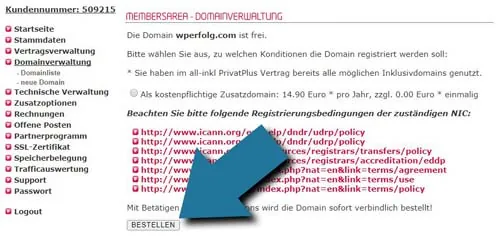 Domain bestellen