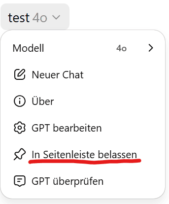 gpt in seitenleiste belassen anpinnen