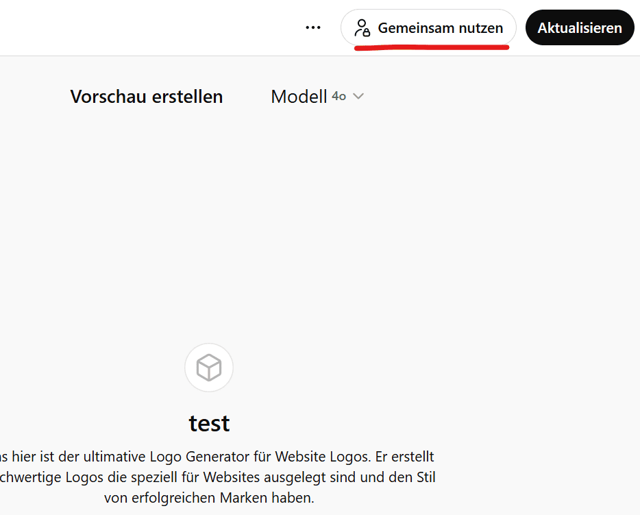 custom gpt teilen