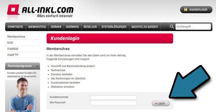 members area login um all inkl blog erstellen