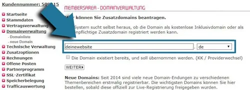webadresse einrichten und kaufen