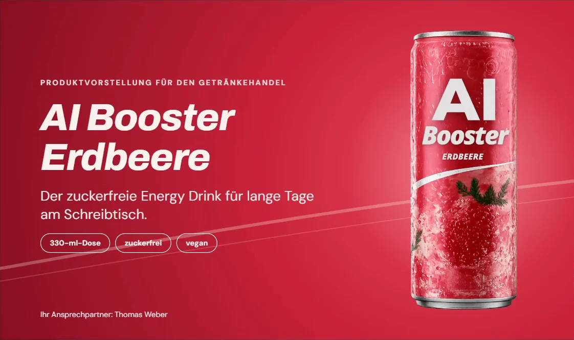 Titelfolie von Claude Opus 5.5 mit Produktname, Dose und farbigem Hintergrund