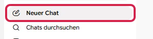 Eintrag Neuer Chat in der Seitenleiste von Gemini, rot markiert