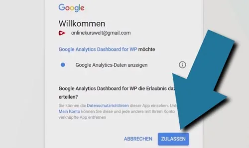 google analytics für wordpress autorisieren lassen