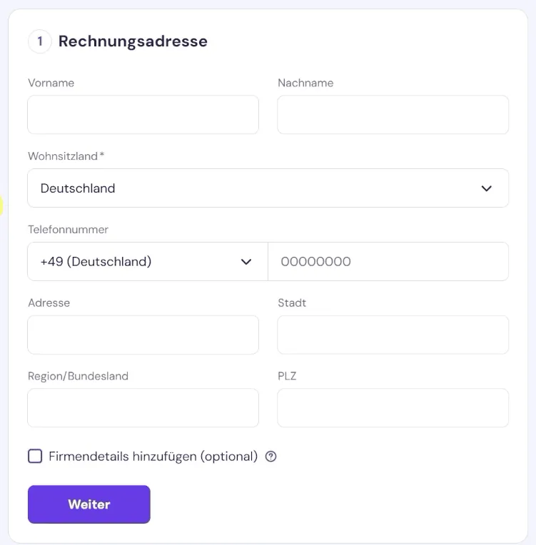 zahlungsdaten eingeben fuer vps