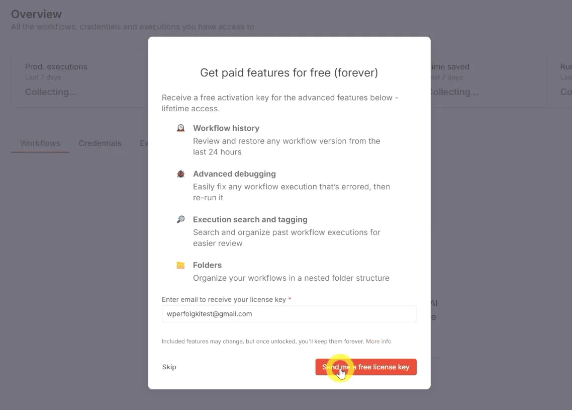 n8n free licence key bekommen kostenlos
