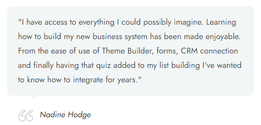 thrive themes testimonial nadine hodge