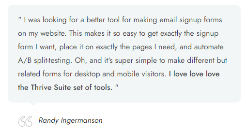 thrive themes testimonial randy ingermanson