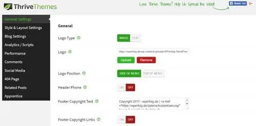 Thrivethemes Theme Optionen