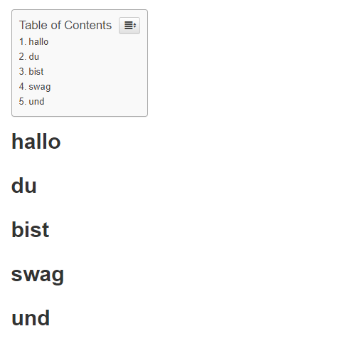 easy table of contents