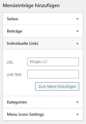 menü individuelle links