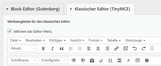 tiny anker ins menü ziehen