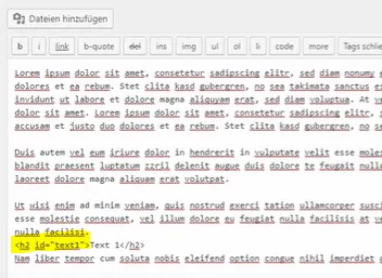 wordpress anker klassischer editor id