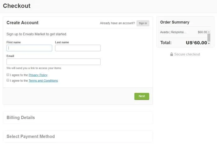 avada theme bestellung account anlegen