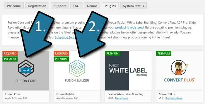 fusion core und fusion builder installieren