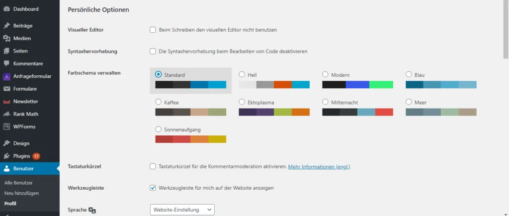 persönliche optionen