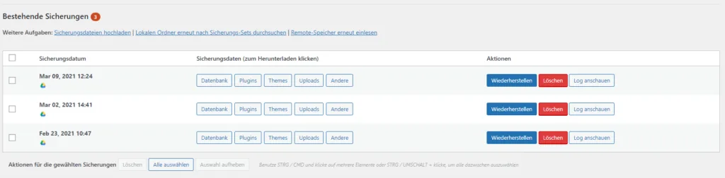 bestehende sicherungen updraft
