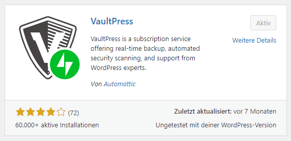 vaultpress backup Plugin