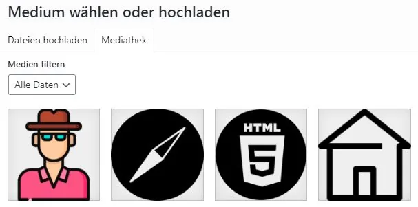 WordPress Mediathek Auswahl Bild