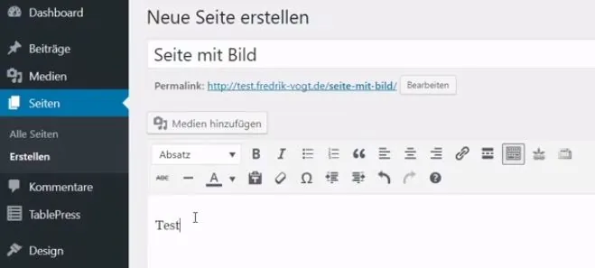 WordPress Bilder einfügen Texteditor