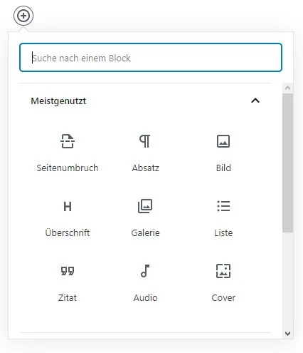 WordPress Gutenberg Auswahl Block Bild