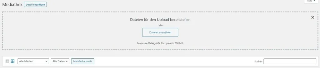 WordPress Mediathek Bild Upload