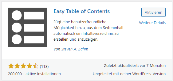 Easy Table of Contents