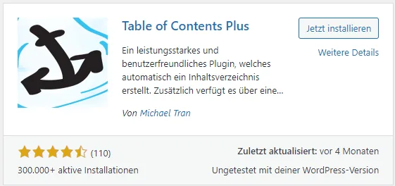 Table of Contents Plus