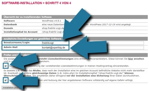 wie installiere ich wordpress im 4 schritt bei all inkl