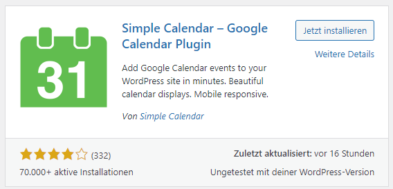 simple calendar plugin