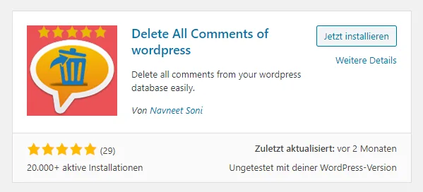 alle Kommentare löschen Plugin