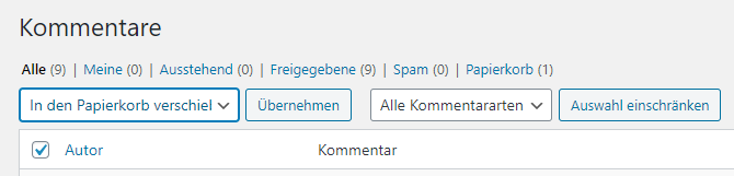 alle Kommentare löschen