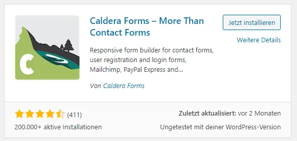 wp plugin caldera forms